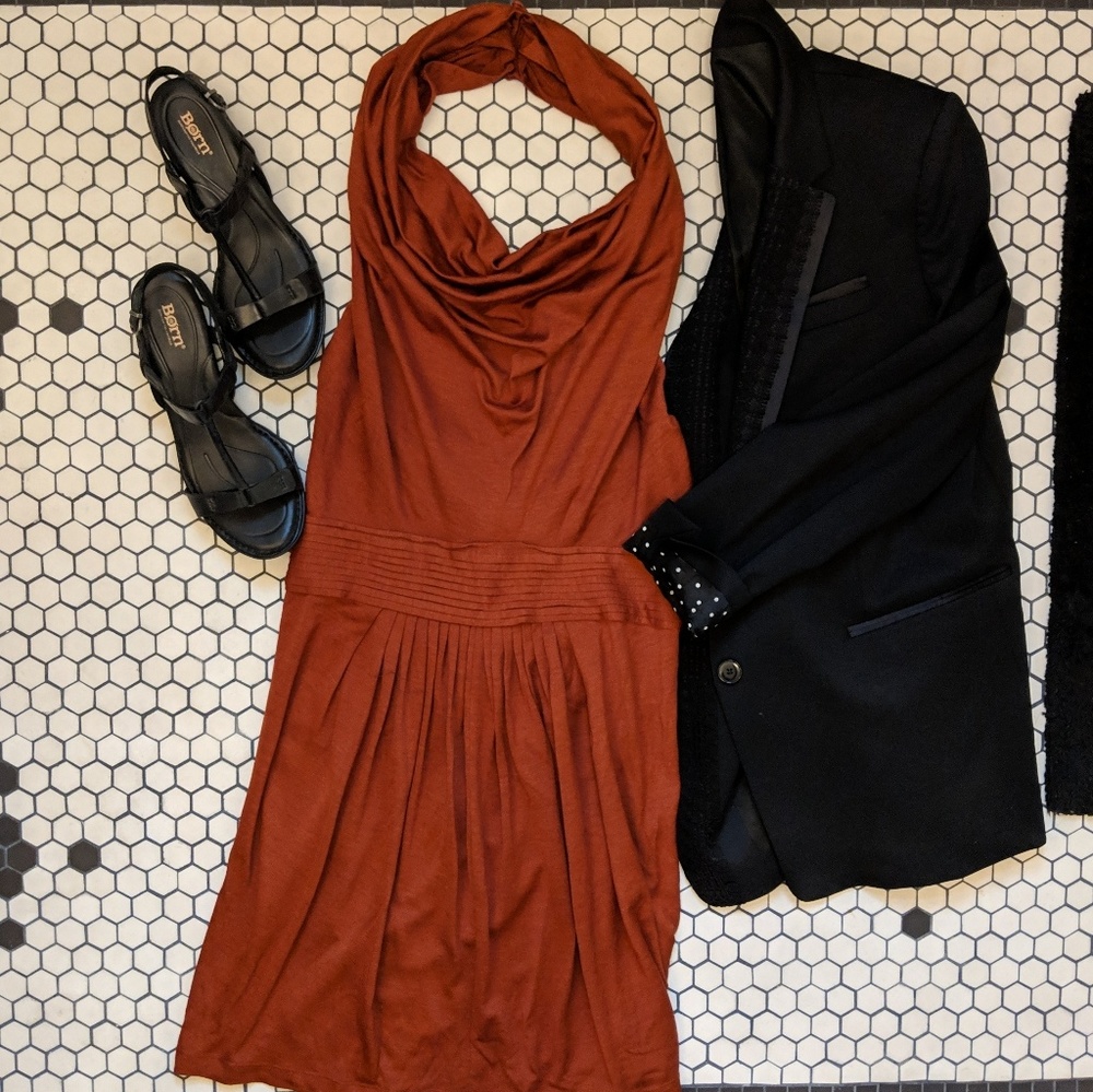 Red Draped Halter Catherine Malandrino Dress NWT